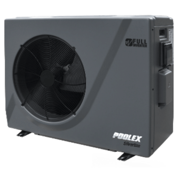 Bomba de calor para piscina Poolex Silverline Fi instalada en jardín en Tenerife
