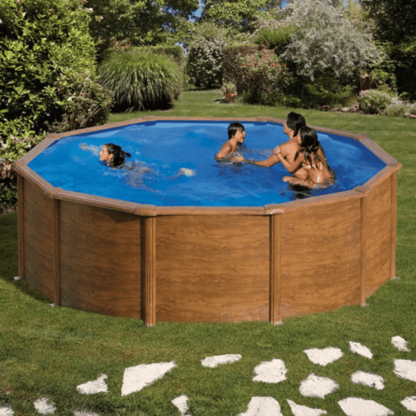 Piscina Gre Pacific Circular Imitación Madera